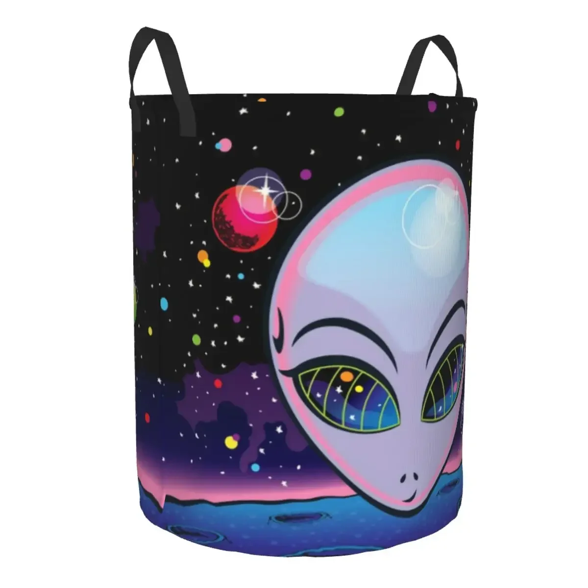 Cute Cosmic Alien Laundry Basket Collapsible Large Capacity Clothes Storage Bin UFO Sci Fi Space Baby Hamper