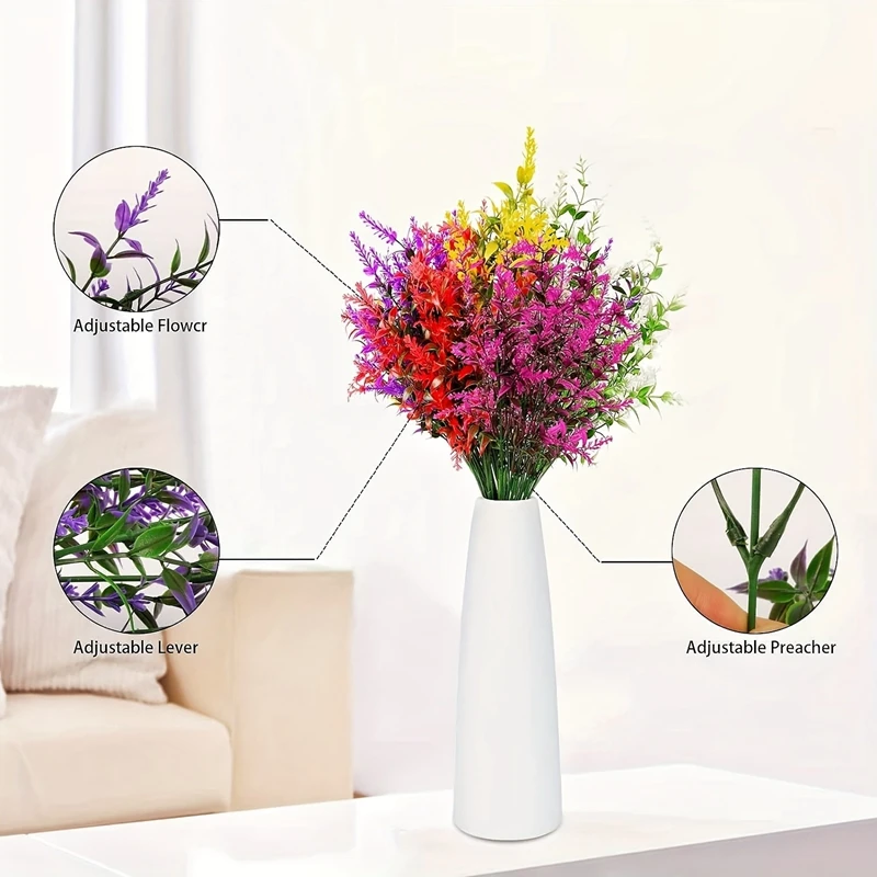 6Pcs Künstliche Lavendel Blumen Bouquet Party Geschenk Hochzeit Dekoration Outdoor Gefälschte Pflanzen Für Home Room Decor DIY Garten Pflanzen – Detail 12