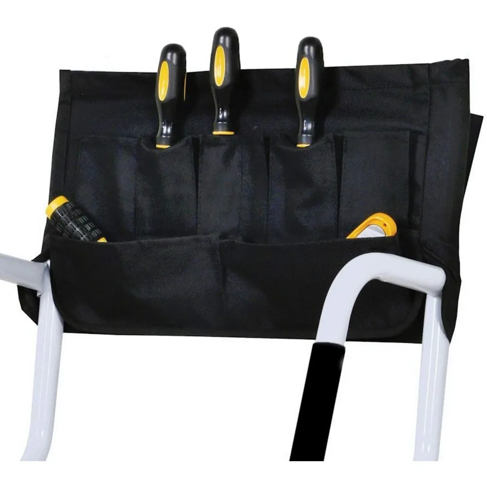 3 Step Ladder Tool Ladder Folding Portable Steel Frame MAX 500 lbs Non-Slip Side armrests Large Area Pedals Detachable ToolBag