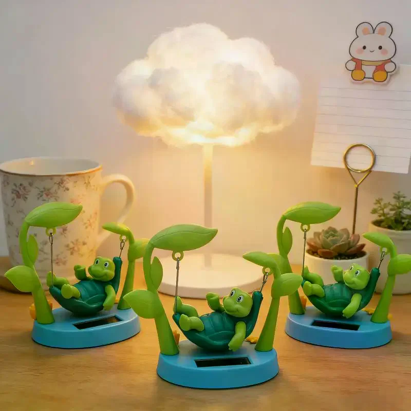 Funny Cute Cartoon Turtle Swing Car Decor Creative Solar Power Automotive Accessories Ornament For Car Interior