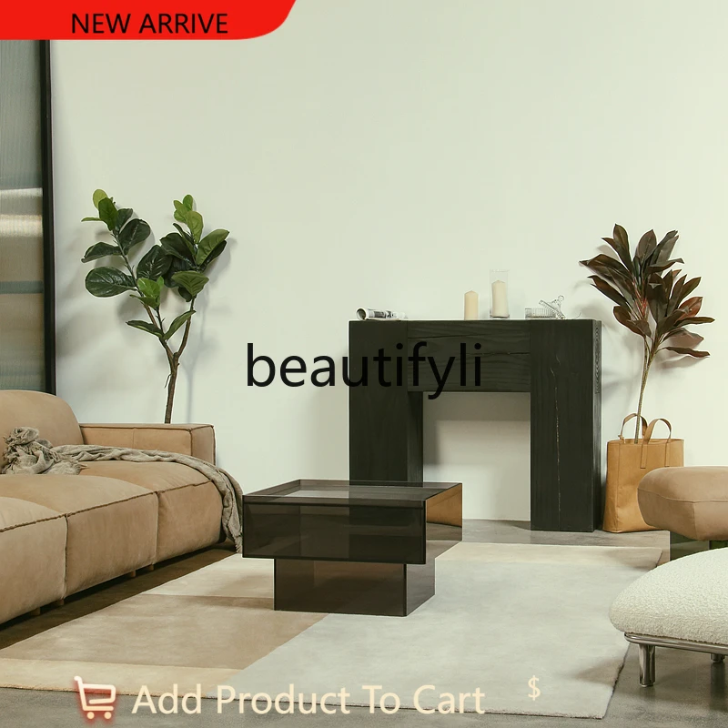 

Modern minimalist/casual retro gray black acrylic coffee table G1218