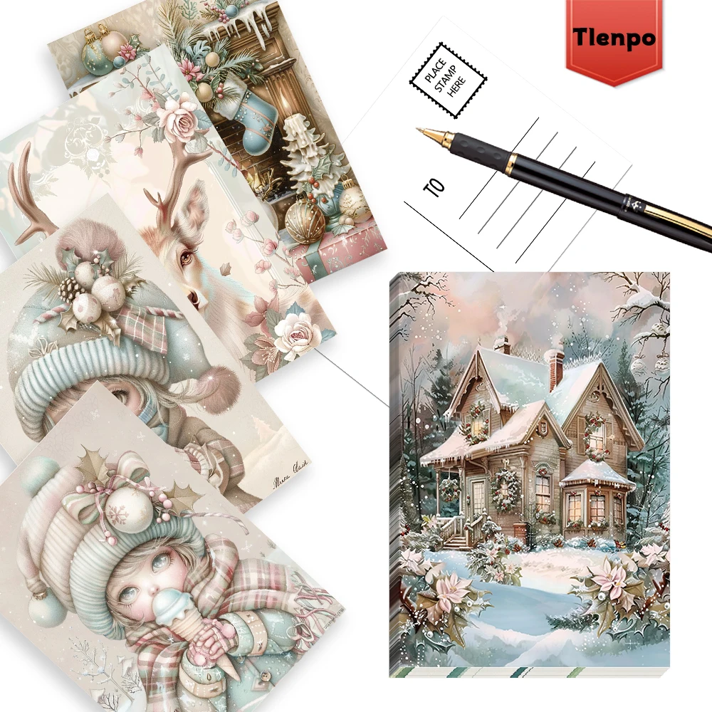 32-teiliges Weihnachtspostkarten-Set, Vintage-Halloween-Geschenk für Lehrer, Weihnachtsgeschenke für den Schulanfang, Schlafzimmerdekoration, dicker Karton – Detail 6