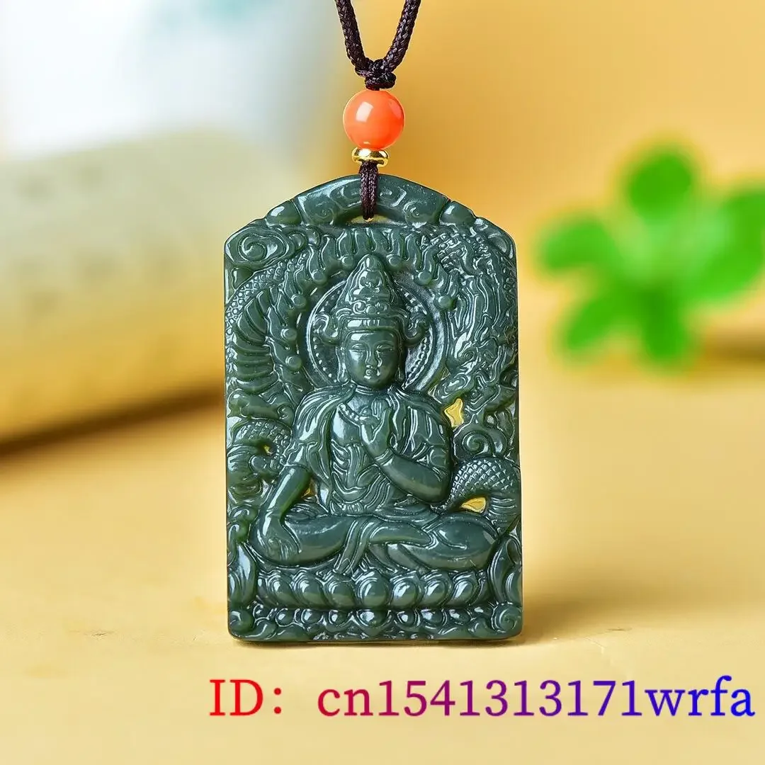 Hetian-Colgante de Jade Guanyin para mujer, colgante de joyería, dijes, collar Real tallado, regalo Natural Vintage, Diseñador