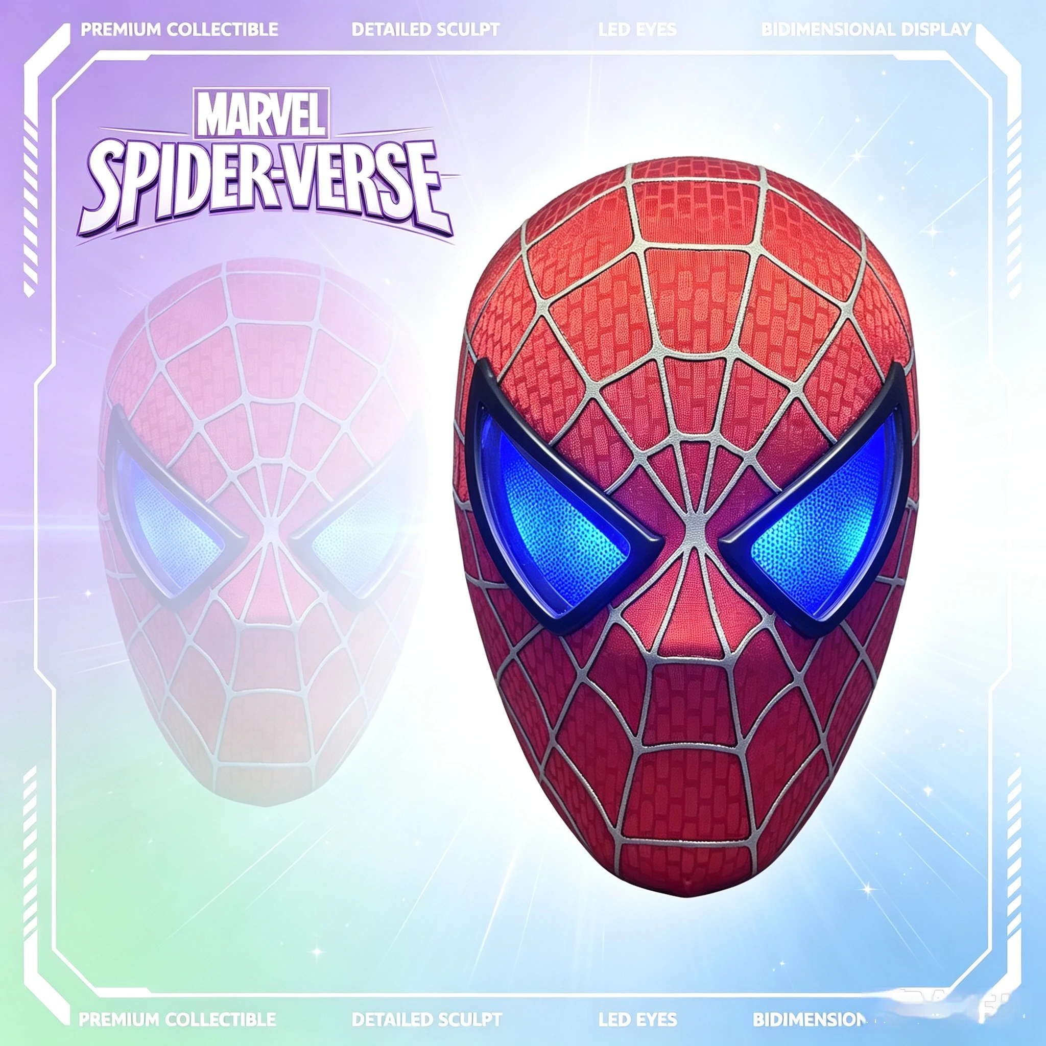 2026 New First Generation Spider Man Toby Maguire Mask Toy Blink Glow Spiderman Helmet Ring Remote Control Cosplay Christmas Gif