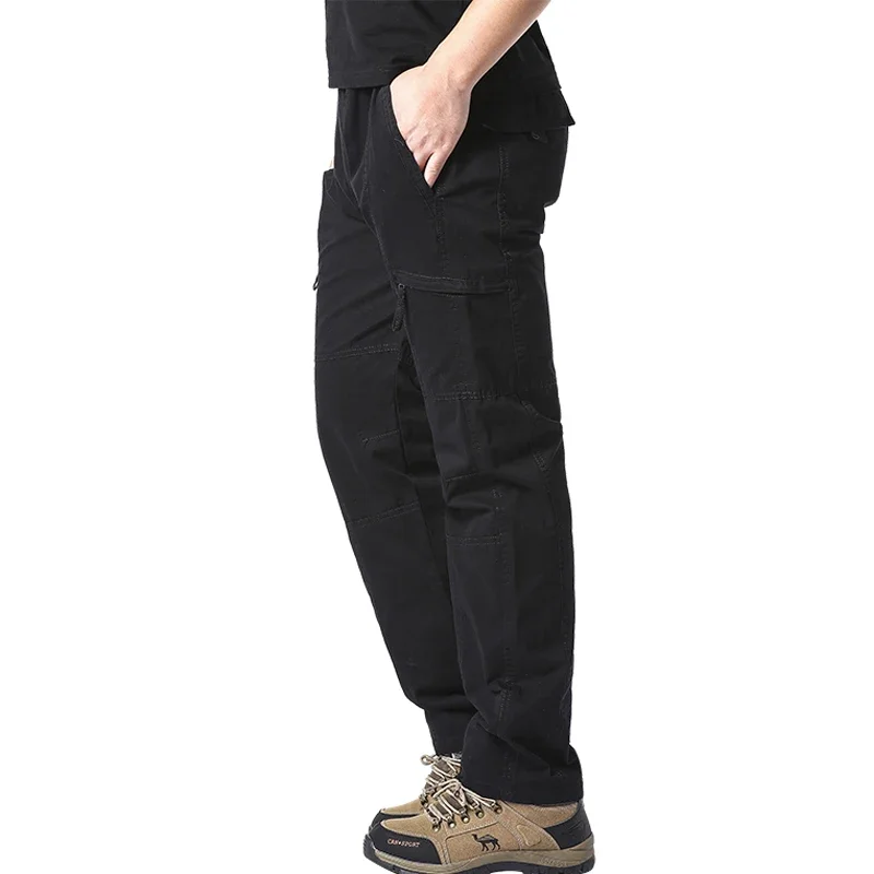البوب الصيف رقيقة وزرة القطن الرجال متعددة جيب فضفاضة كبيرة الحجم العمل السراويل الربيع والخريف السراويل الرياضية في الهواء الطلق غير رسمية