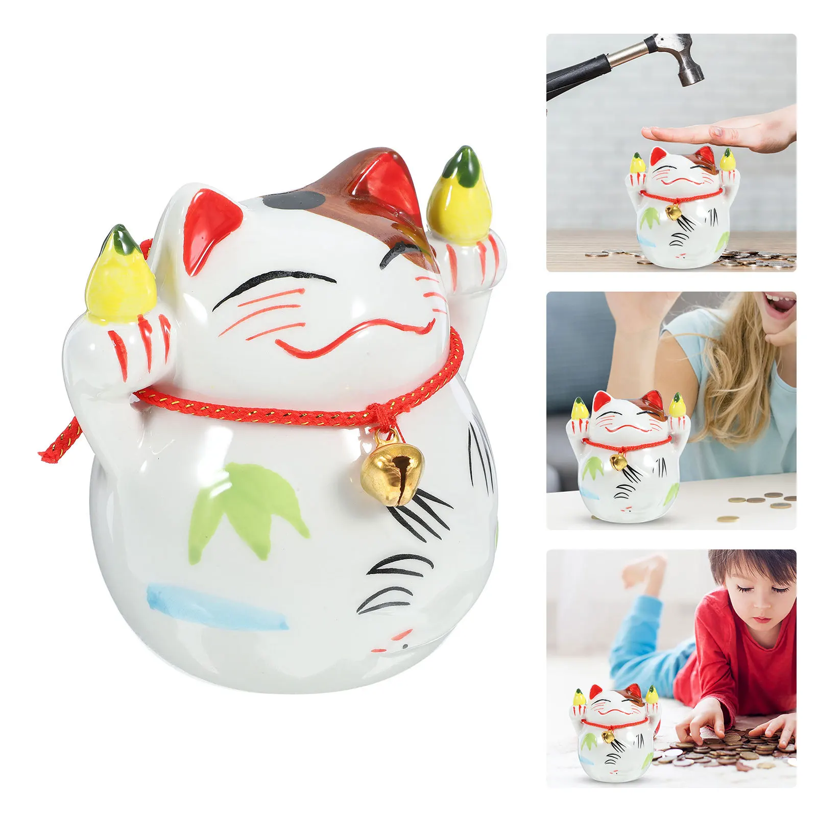 

Creative Ceramic Fortune Cat Piggy Bank Decorative Money Pot Desktop Coin Saving Jar Luck Cat Sculpture Birthday Gift