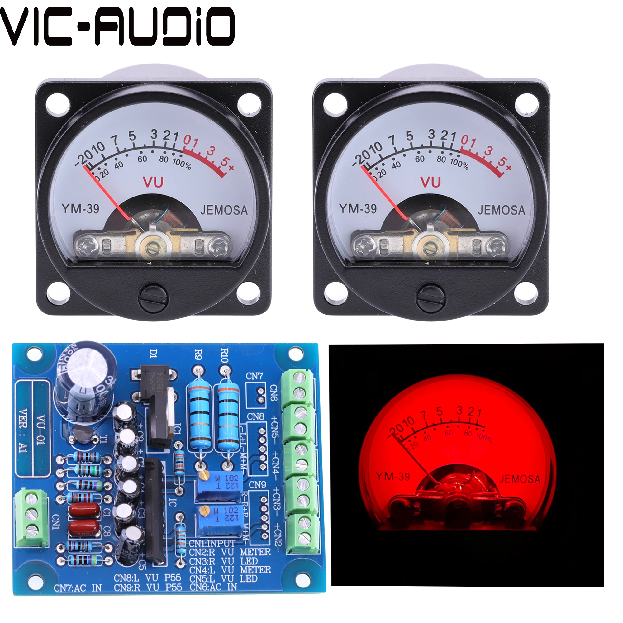 35Mm Panel Vu Meter 500VU Met Groene Achtergrondverlichting Geluidsdruk Meter + Vu Level Audio Meter Driver Board Dc/Ac 6-12V Input