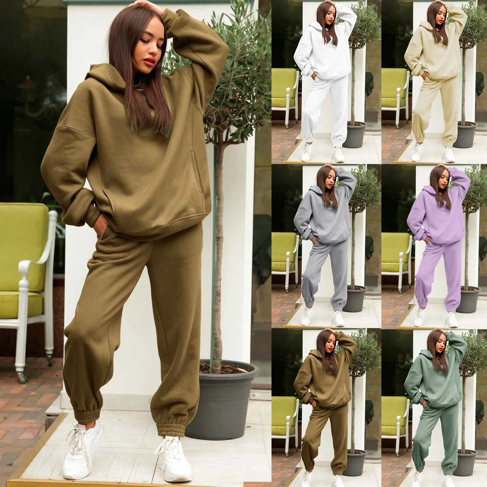 Women\'S Tracksuit Set 2024 Korean Style Two Piece Set Hoody Top Jogging Pant Training Set Female Sports Track Suits For Fitness