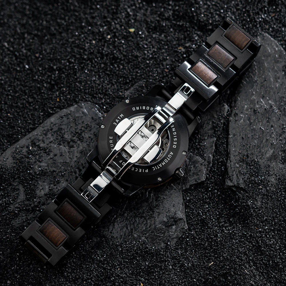 Automatic Mechanical Watch BOBO BIRD New Top Business Men Wooden Wristwatch Unique Custom Engraved Watches Christmas Gift Box