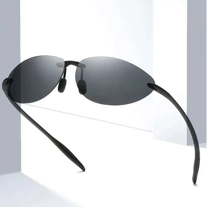 Ultralight Matrix Style Polarized Sunglasses Frameless Driver Driving Sun Glasses Outdoor Fishing Hiking Running Sports Shades