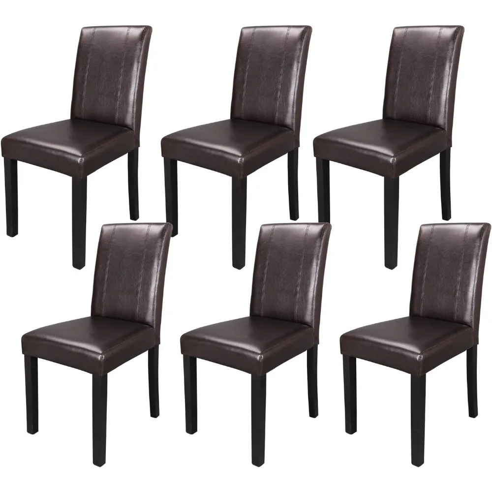 

Dining Chair Set of 6,PU Leather Chairs Modern Diner Chairs Armless Side Chair with Solid Wood Legs for Home Kitchen Living Room