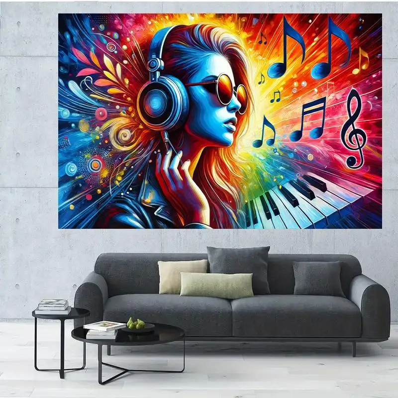 

«Красочный музыкальный любовник», полиэстеровый гобелен, многоразмерный настенный художественный декор для дома, гостиной, современная атмосфера