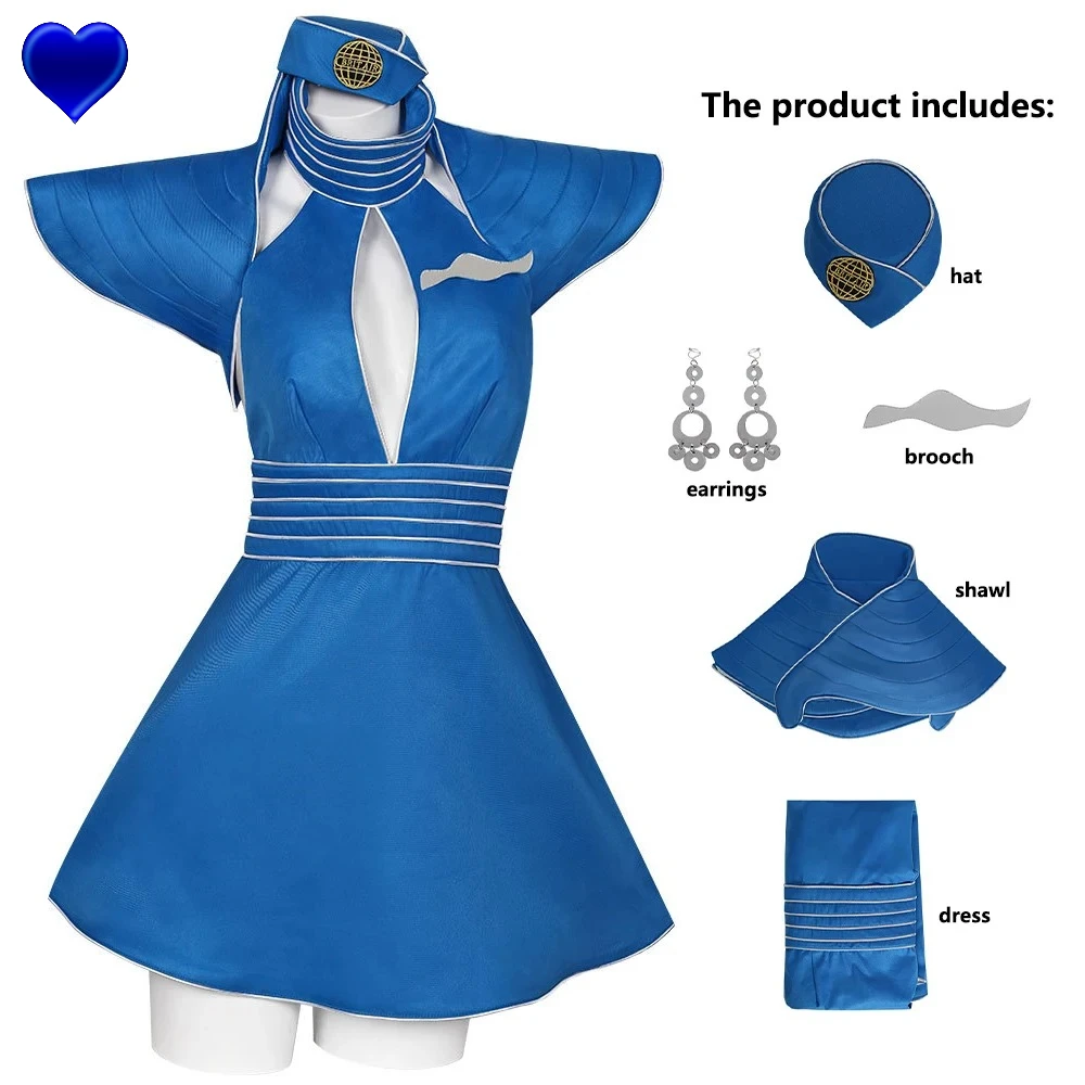 

Britney Cosplay Costumes Blue Flight Attendant Uniform Stage Performance Dress Halloween Carnival Party Outfit For Women New2026