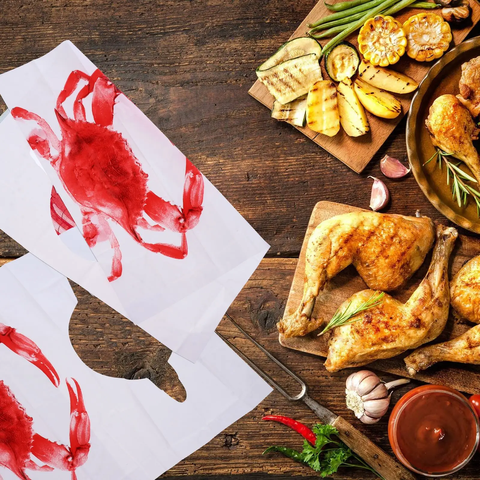 100Pc Disposable Plastic Aprons Waterproof Oil-proof Bibs for Hot Pot Lobster Skewer Adult Crab Bib Bbq Sleeveless Apron 40*60cm