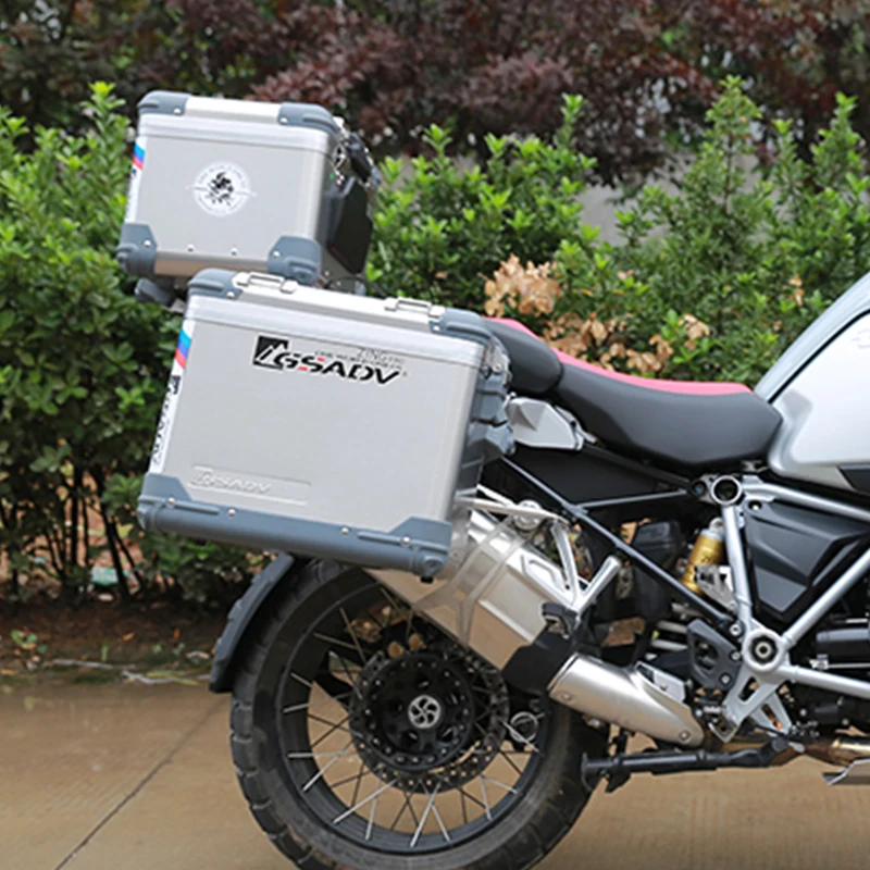 GS ADV R1250GS ADV Motorcycle Side Boxes Aluminum Custom Sliver Packing Saddlebag Tail Box Top Box Easy Installation Side Cases
