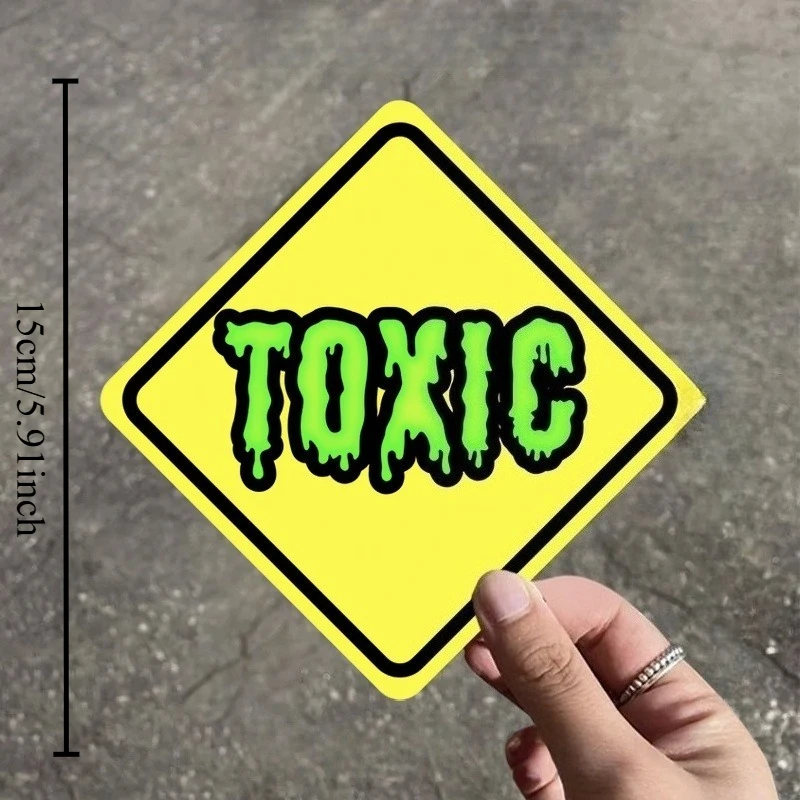 

1Pc Toxic Warning Sign Sticker - Self-Adhesive Waterproof Vinyl Decal for Car Body Window Decor
