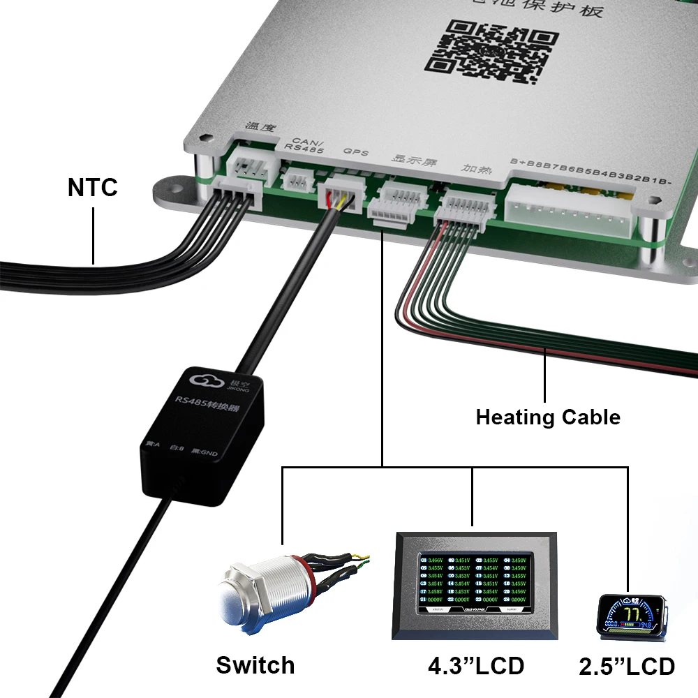 JIKONG JK BMS 8S 17S 20S 24S Active Balance Bms Smart bms 40 60 80 100 150 200 A Lifepo4 bms 4s 24V lifepo4 Lto deye Battery BMS