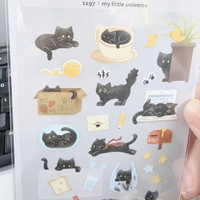 Korean Import Suatelier Universe Black Cat Paper Sticker Scrapbook Decoration Stationery DIY Stickers School Office Supply 1197