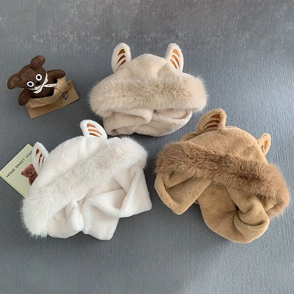 سميكة أفخم قبعة وشاح قفازات مجموعة الشتاء الدافئة الرقبة أدفأ النساء بيني قبعات لطيف الأذن في الهواء الطلق سدادات حماية الأذن قبعات الفتيات