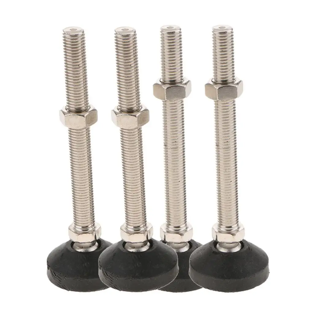 Carbon Steel Rubber Furniture Levelers - Adjustable Furniture Legs - 4 PCS Pack 60mm Base Diameter