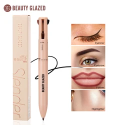 Beauty Glazed Multifunctional Makeup Pencil Eyebrow Pencil Eyeliner Lip Liner Highlighter 4 In 1 Makeup Ballpen Matte Finish