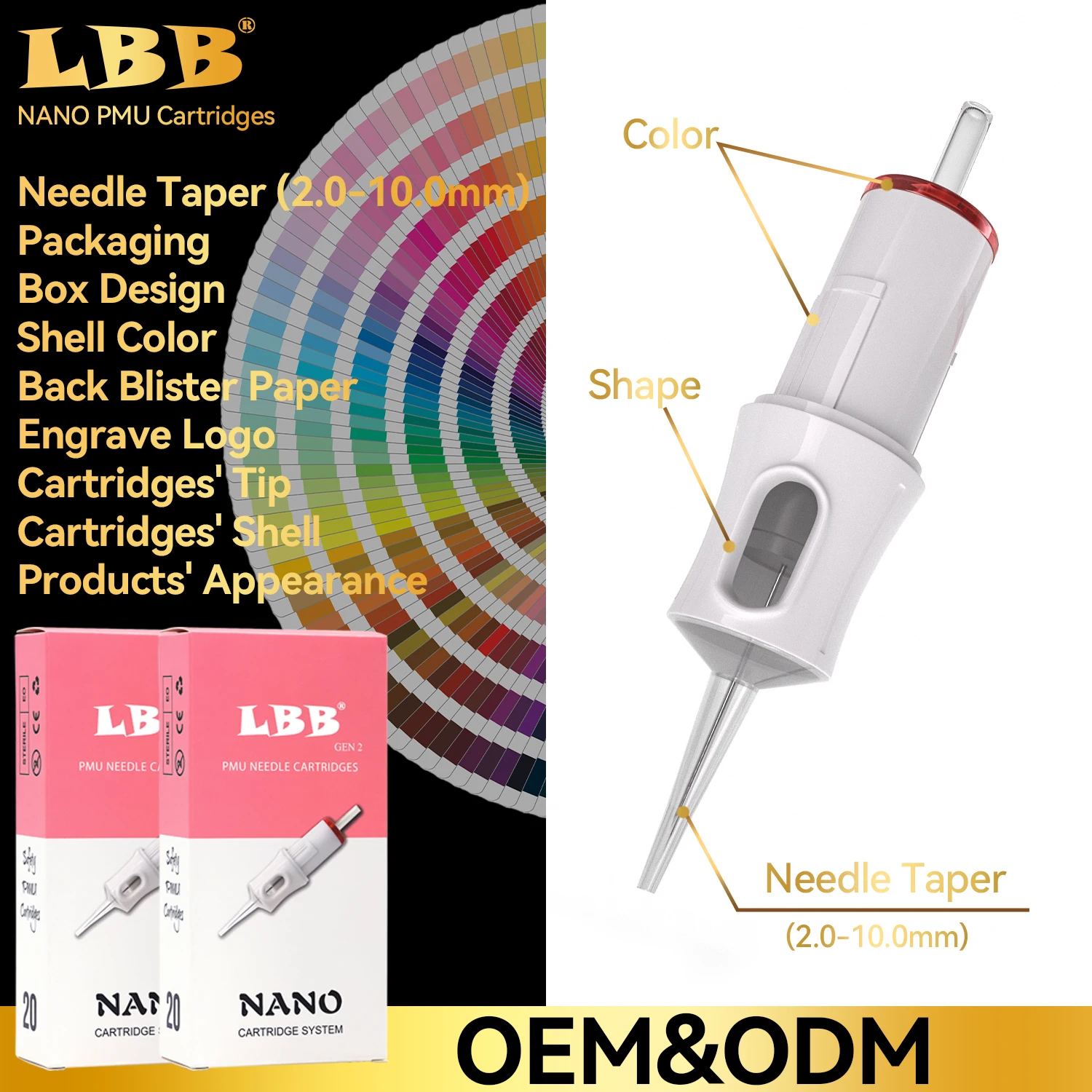 LBB PMU 20PCs Disposable Sterilized Tattoo Cartridge Needle SMP Permanent Makeup Body Art 0.18mm 0.20mm0.25mm Round Liner/Shader