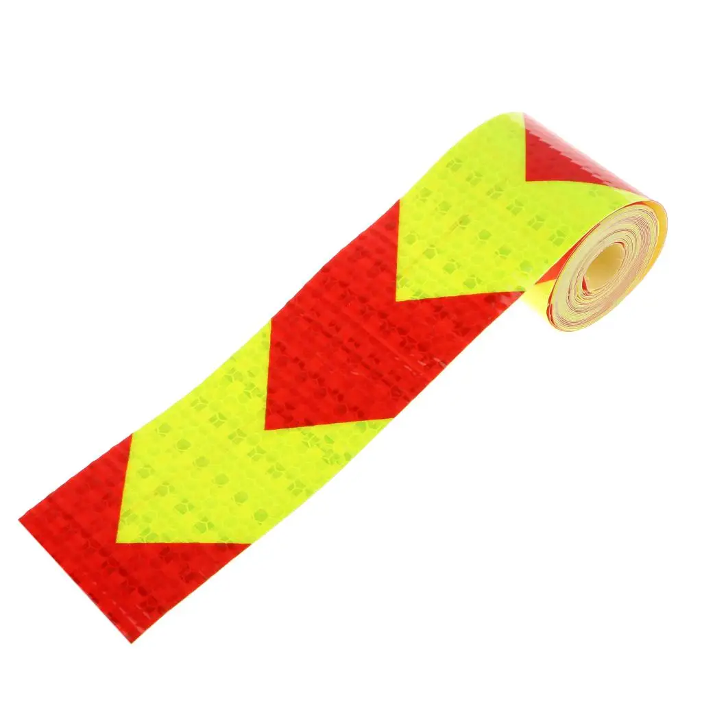 2in x 10ft High-Intensity Reflective Tape for Trailers Vehicles Bikes Clothes Mailboxes, Red and Fluorescent Yellow