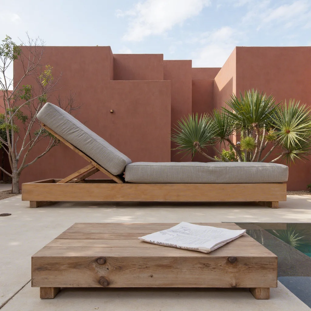 2026 New Design Sigma Outdoor Furniture Sofa Set Teak Wood Waterproof Fabric for Patio Park Hotel Farmhouse for Dining Table