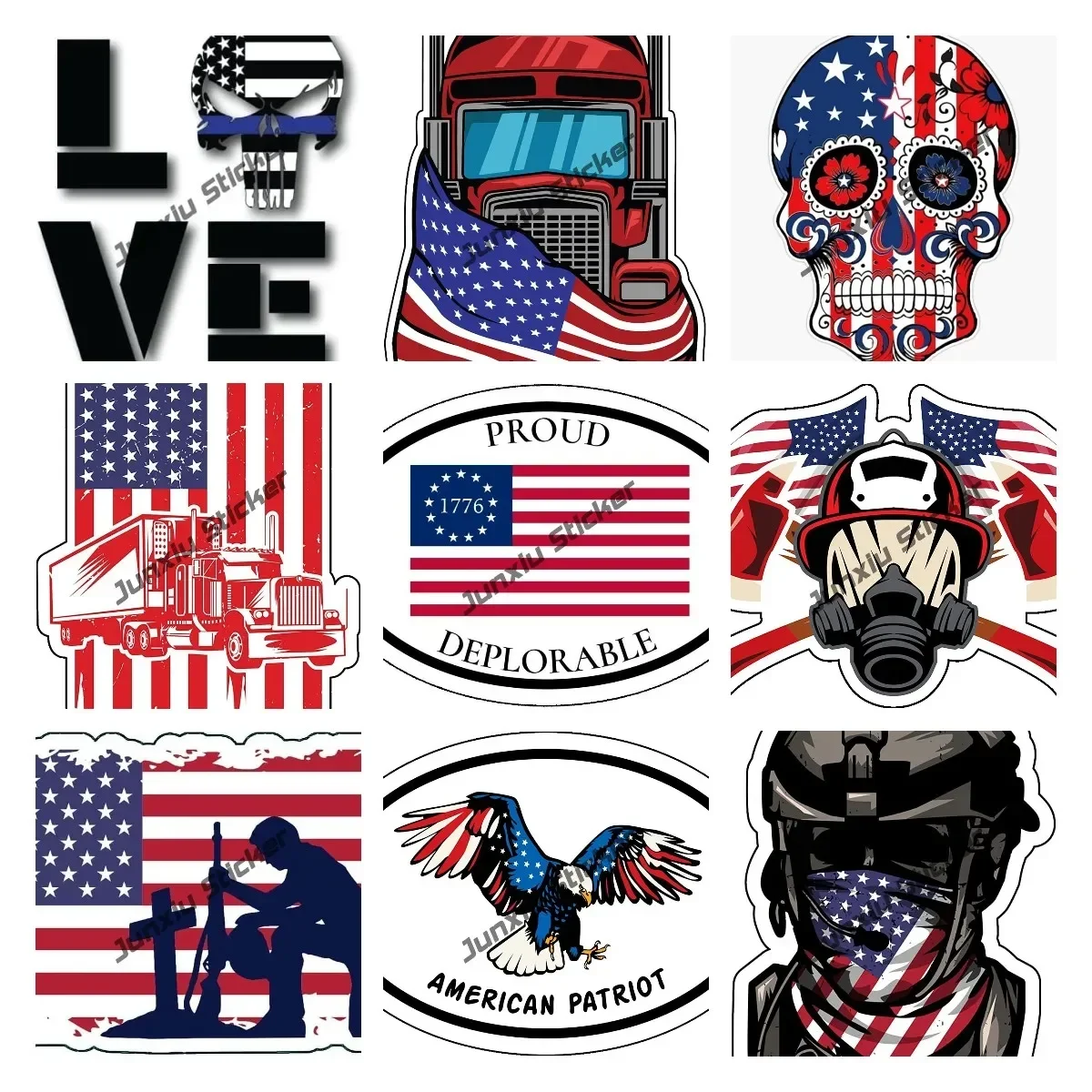 Calcomanía de vinilo para ventana con bandera americana orgullosa, calcomanía de vinilo de bombero, hacha de bombero, pegatina de bandera americana para coches, ordenadores portátiles, camiones y ventanas