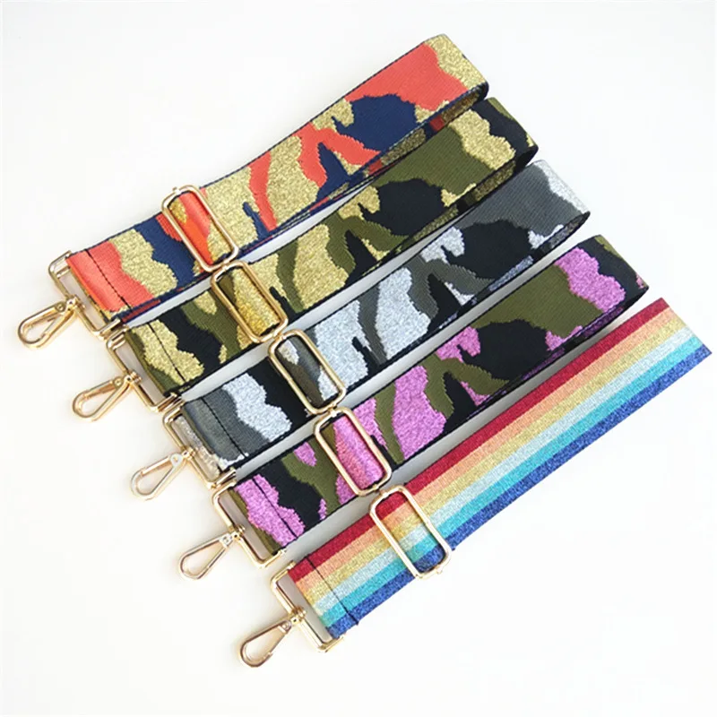 Camouflage Pattern Belts 5cm Rainbow Shoulder Strap for Bag Women Bag Accessories for Crochet Bags