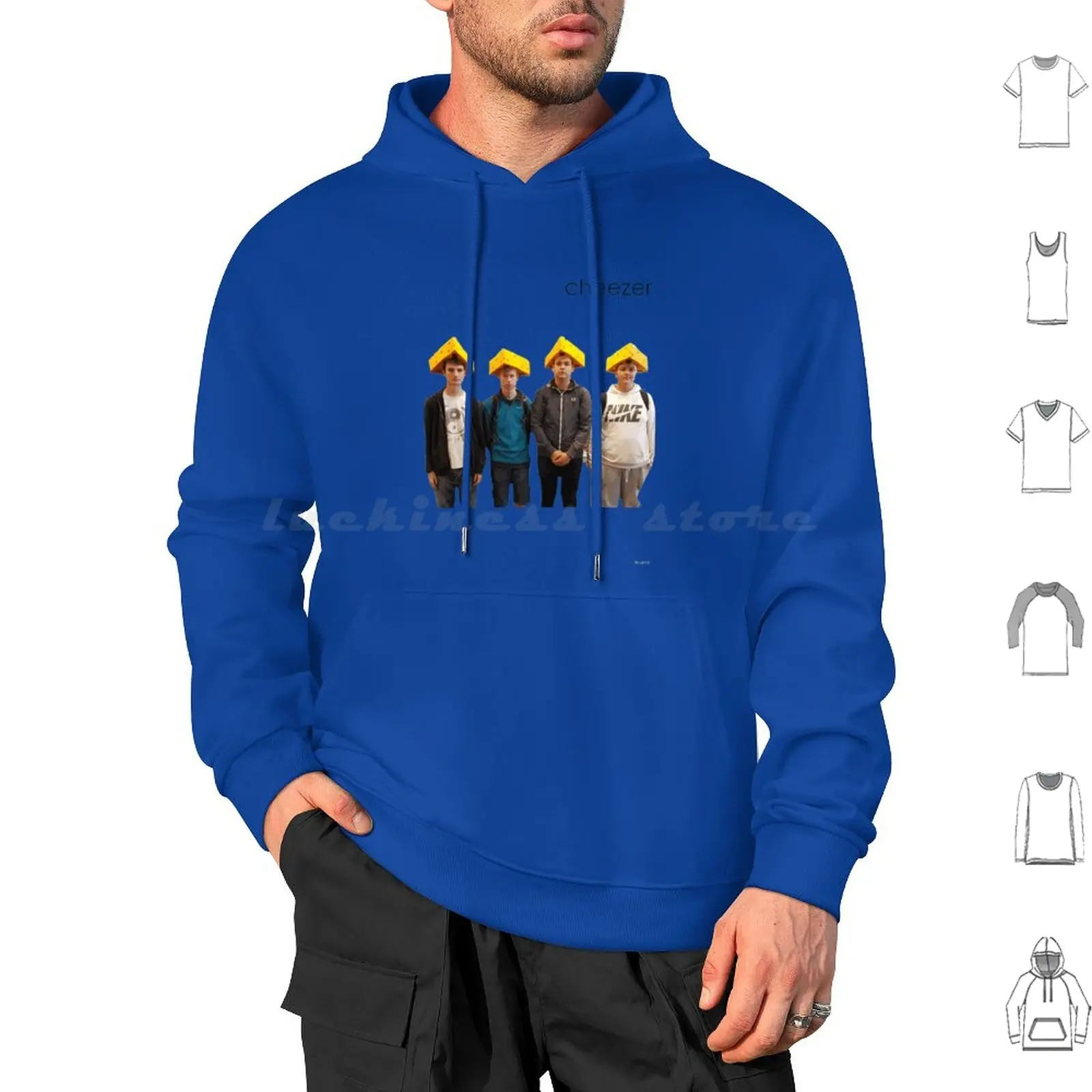 Cheezer Hoodie cotton Long Sleeve Weezer Cheese Blue Album Weezer Blue Grungle