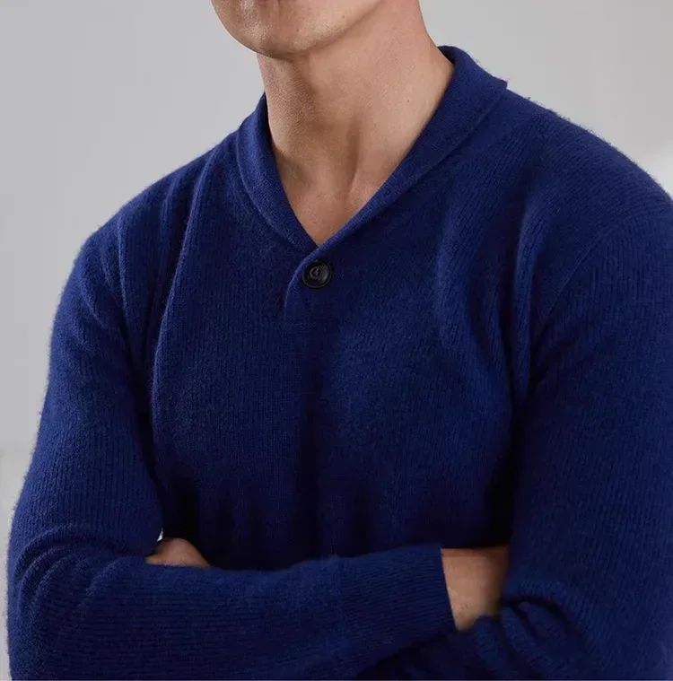 Fashion men cashmere knitted V neck sweater breathable warm cashmere knitted men sweater