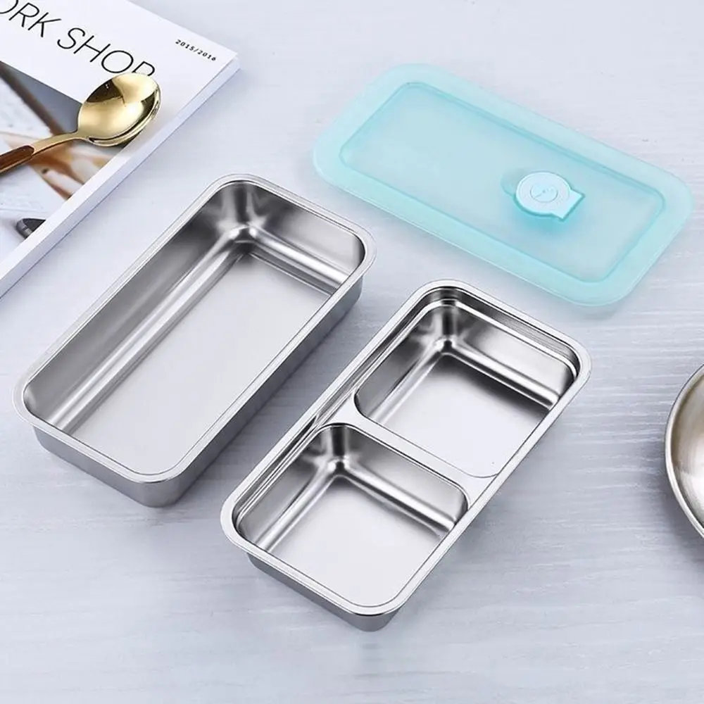 

Reusable Stainless Steel Snack Containers Single/Double Compartment Fresh-Keeping Separate Condiment Tray stackable Leak-proof
