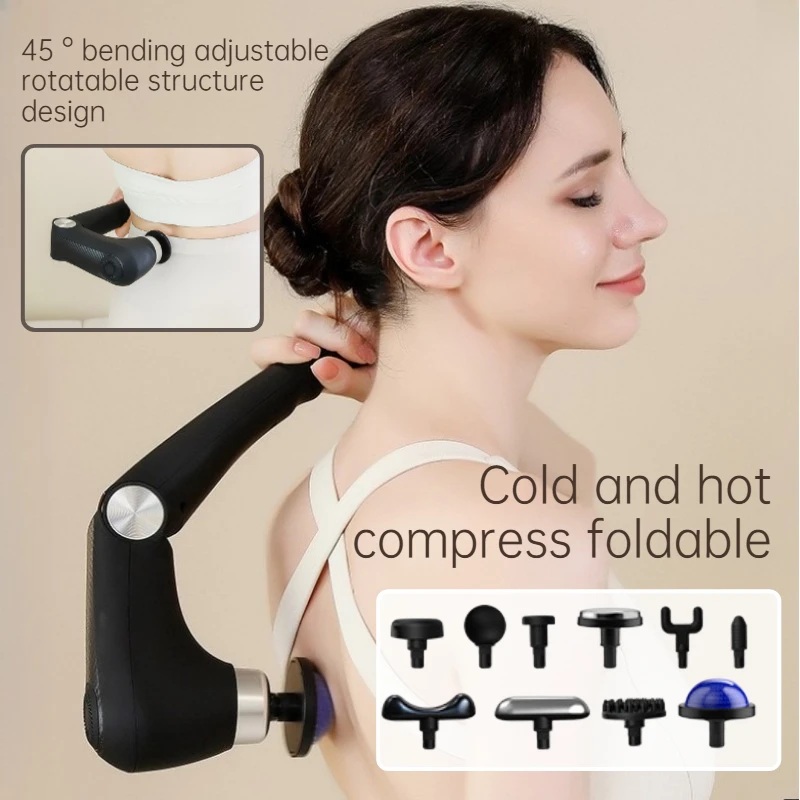 

Складной массажный пистолет с длинной ручкой для холодных и горячих компрессов, с несколькими уровнями глубокого расслабления мышц и функцией фитнес-массажа.