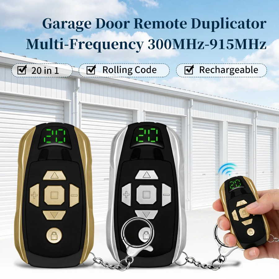

20 in 1 Universal Garage Door Remote Control 300-980Mhz Rechargeable Multi-Frequency Garage Door Opener Garage Remote Controller