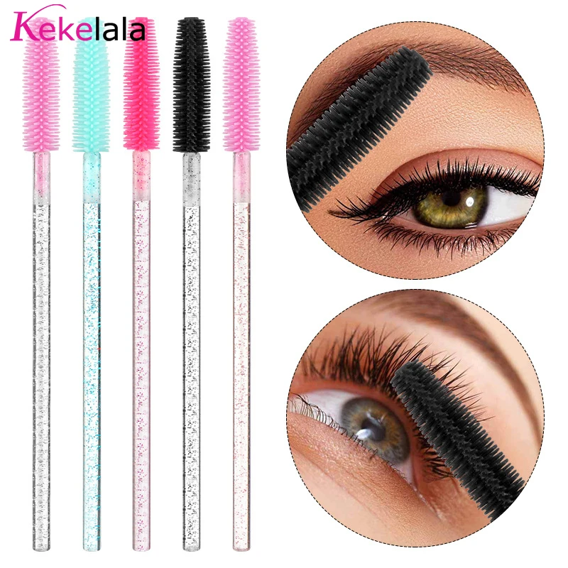 Baguettes de mascara en cristal de silicone pour femmes, applicateur de cils de poulet, brosses à cils, peigne de maquillage, outils de beauté, 50 pièces