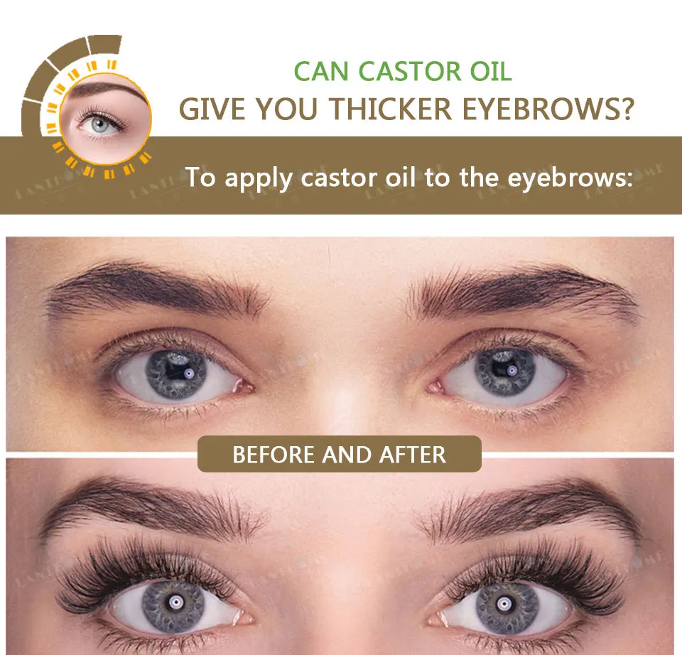 Adult Lady Natural Herbal Naturally Slender Curled Eyelashes Castor Oil Mascara Thicker Eyebrow Care Lotion