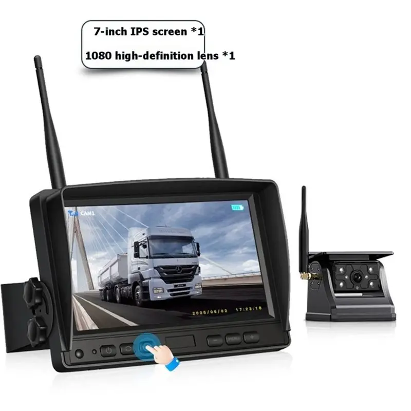 ABZW Wireless Solar Powered Reverse Backup Camera With 1080P AHD 7