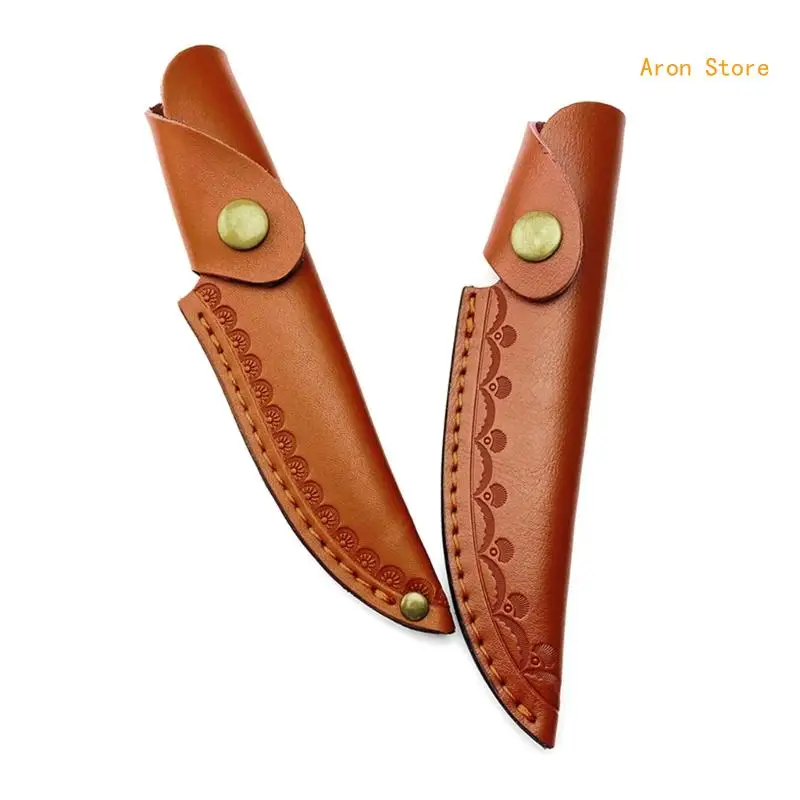 Leather Knife Sheath with Waist Belt Buckle Pocket Knife Protective Cover Tool H3CF