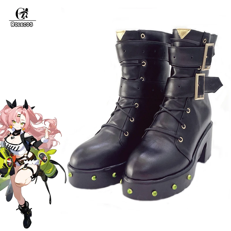 

ROLECOS Game Zenless Zone Zero Nicole Demara Cosplay Shoes Black Pu Leather Boots Women Men Halloween Party Cosplay Shoes