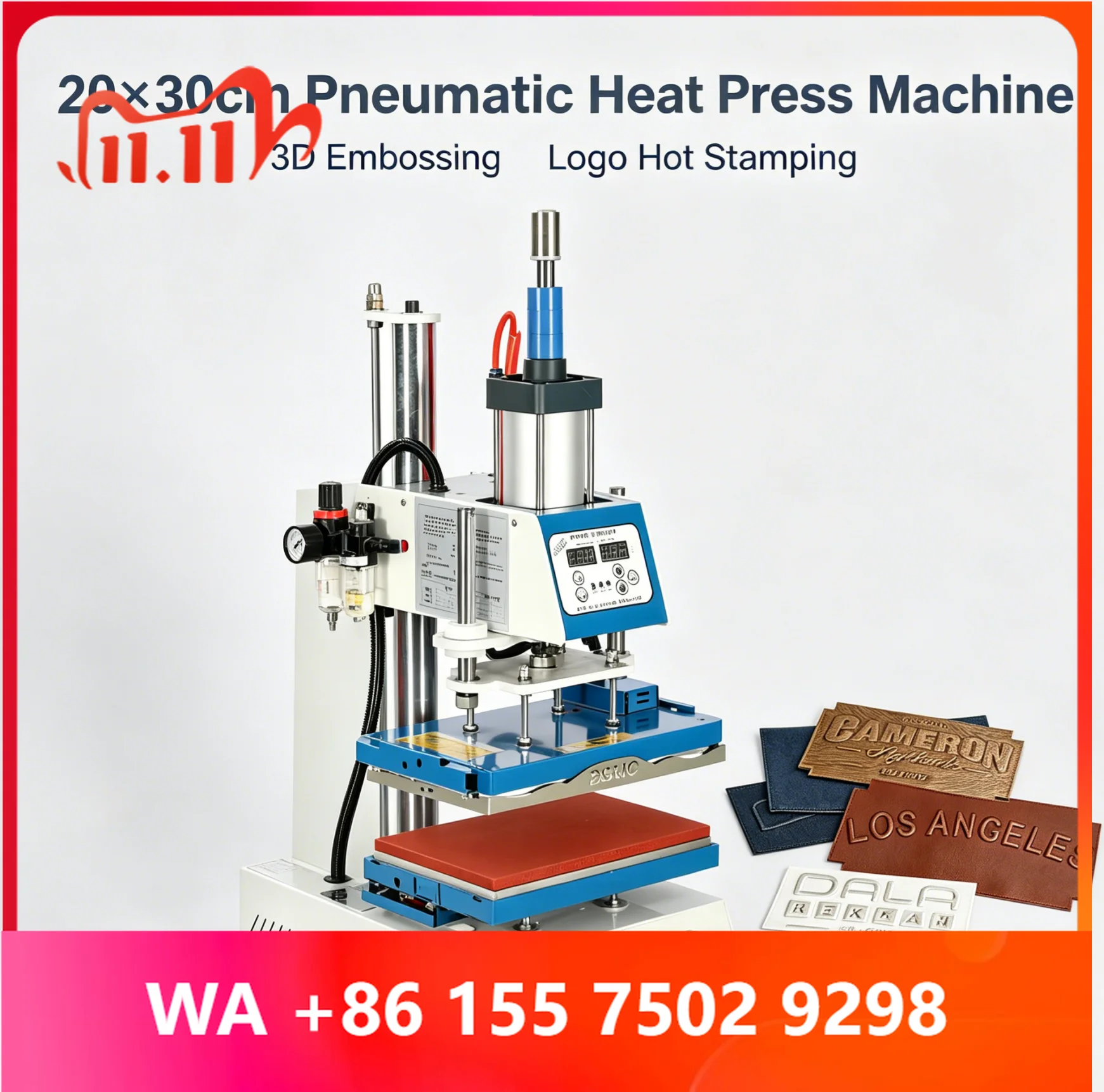 20x30cm Semi-Automatic Pnmatic Heat Press hine for Garment Use New 3D Fric Leather Embossing & Hot Stamping hine