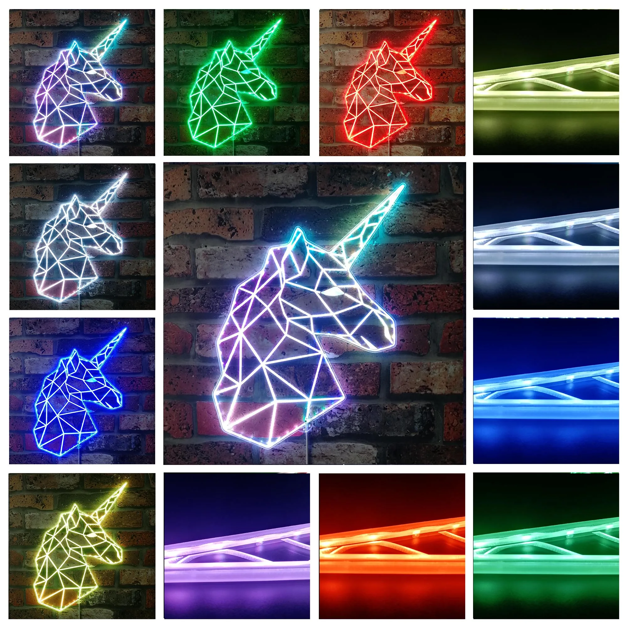 Unicorn Geometric RGB Dynamic Glam LED Sign st06-fnd-i0293