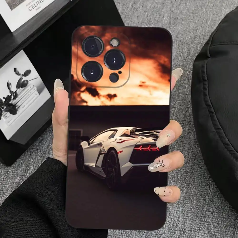 حافظة هاتف Cars-L-Lamborghinis-S لهاتف iPhone 17,16,15,14,13,12,11,Plus,Pro Max,XS,X,XR,SE,Mini,8,7,غطاء أسود من السيليكون الناعم #6