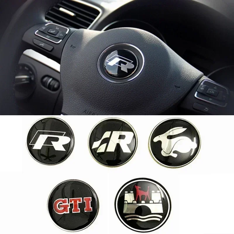 Pegatina con Logotipo Central para Volante de Coche de 45 mm para Volkswagen SR Rline Rabbit Wolfsburg GTI Polo Golf 3 5 Passat B5 Touran B8 Jetta