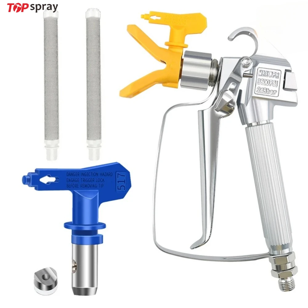 Airless Spray Gun High Pressure with 517 Tips and Nozzle Guard，Airless Paint Spray Gun Filter for Wagner Titan Pump Sprayer