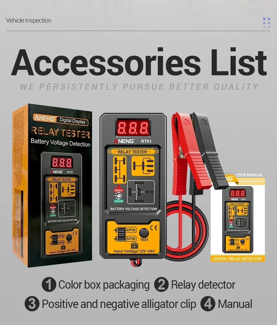 ANENG RT01 Digitaler Relais-Detektor, 11–25 V, universell, 4/5 Pins, Autobatterie, Fahrzeugerkennung, Digitalanzeige, Spannung, Batterietester – Detail 11
