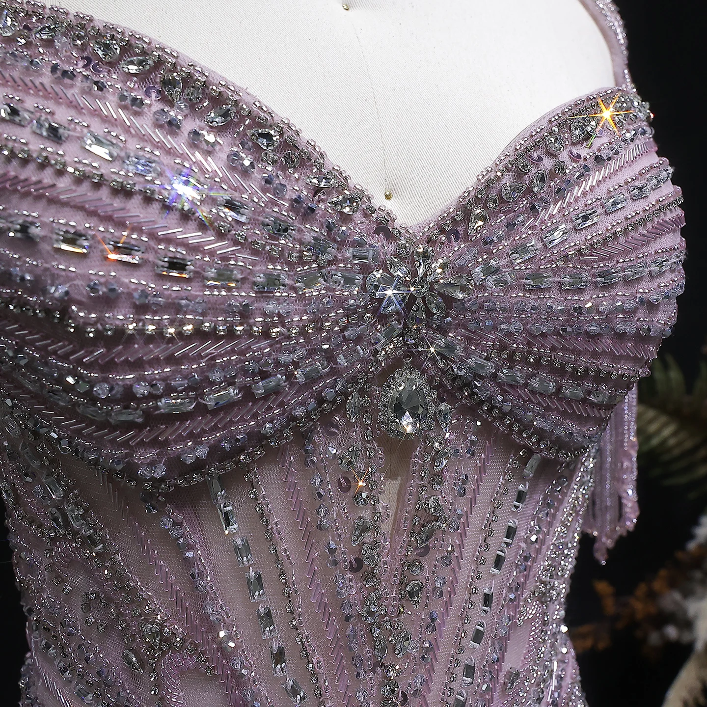 Sharon Said Elegantes Champagner-Meerjungfrauenkleid mit Cape-Ärmeln, Kristallperlen, Blaues Hochzeitskleid, SS021, Maßanfertigung – Detail 38