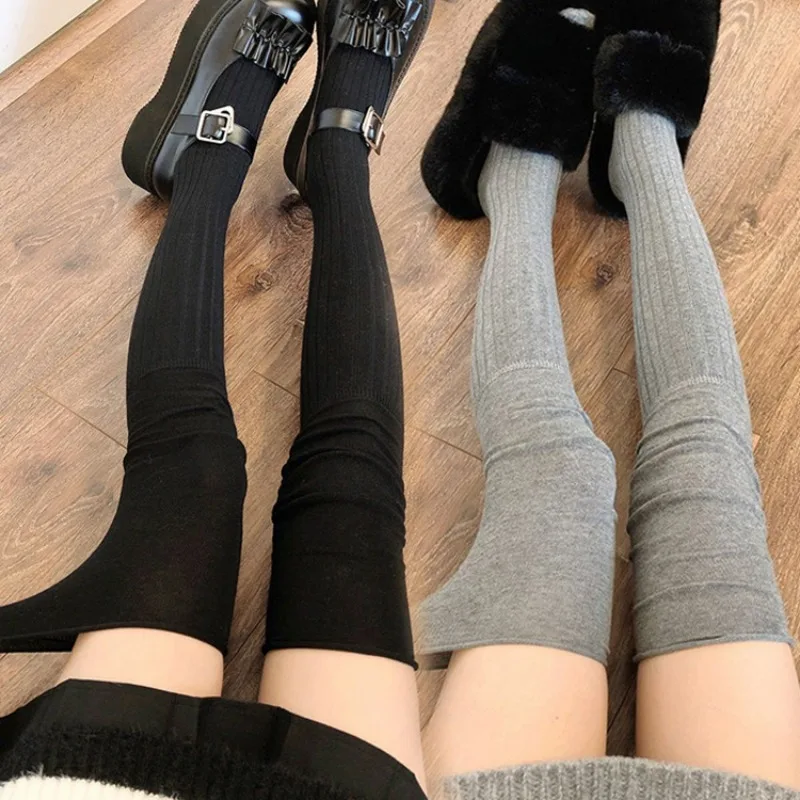 Thigh High Socks for Women New Fashion Solid Color Japanese Style Over The Knee Stockings Female Casual Long Women Socks Trendy