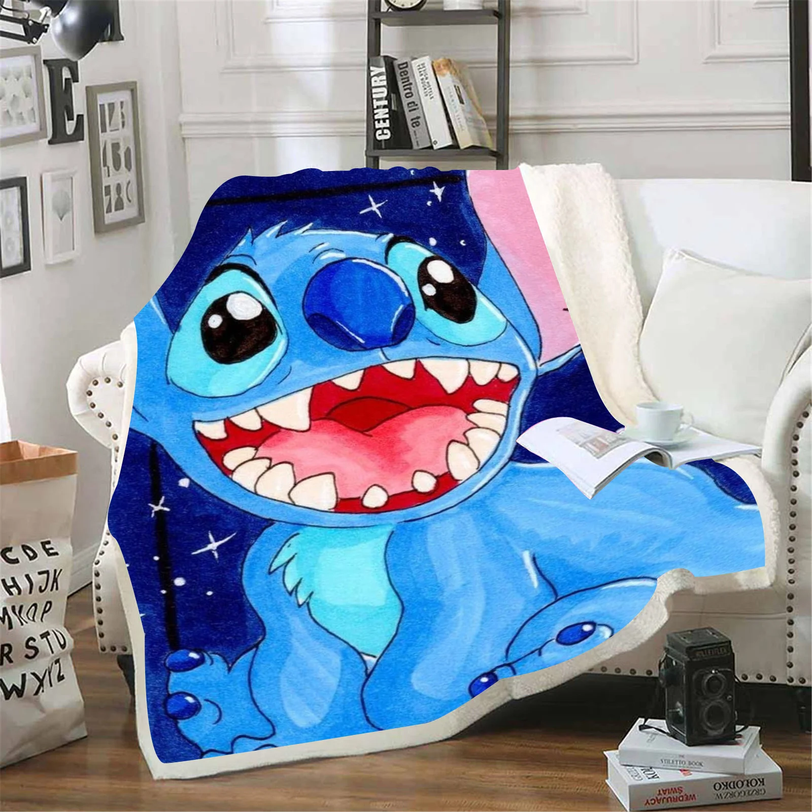 Disney Weighted Fluffy Stitch Blankets King Size Luxury For Winter And Throws Coraline Children Grade A Printed