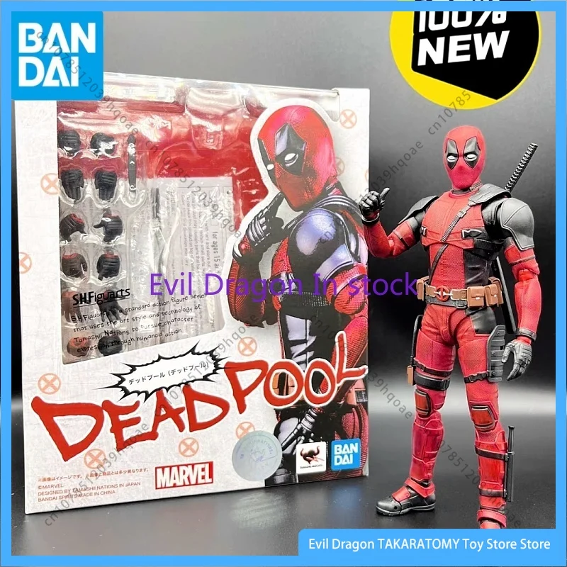 In Stock Bandai Original Shf Deadpool Model Kit Anime Action Figure Marvel Model Toy Kids Gift Collectible Model